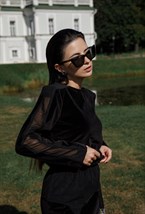 Платье бархатное с подвязами - фото 129328