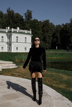 Платье бархатное с подвязами - фото 129329