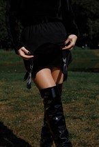 Платье бархатное с подвязами - фото 129330