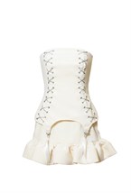 Платье бархатное со шнуровкой и подвязами - фото 129512