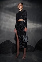 Блуза с пайетками черная - фото 129699