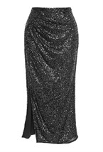 Юбка с пайеткамии черная - фото 129700