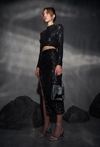 Юбка с пайеткамии черная - фото 129702