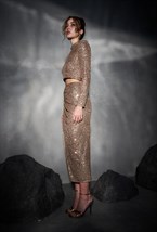 Юбка с пайеткамии бронза - фото 129713