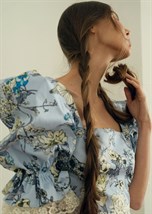 голубое платье из плотного хлопка и кружева - фото 12988