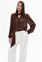 Шифоновая блуза Indélébile (brun) - фото 129892