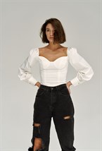 Топ-блуза с акцентными рукавами - фото 132313