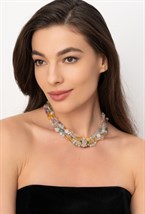 Бусы жадеит, аквамарин - фото 132961