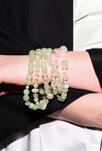 Браслет пренит, розовый кварц - фото 132986