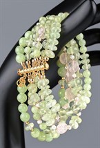 Браслет пренит, розовый кварц - фото 132988