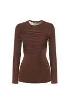 “Silhouette” Лонгслив с драпировкой на груди - фото 134513