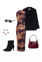 Длинное платье под горло без рукавов bordo - фото 135950