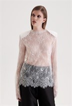 Лонгслив кружевной с плечиками - фото 136083