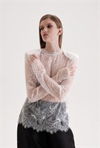 Лонгслив кружевной с плечиками - фото 136086