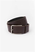 Ремень базовый коричневый пряжка никель - фото 136215