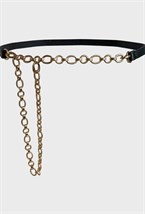 Ремень с "золотой" цепью черный - фото 136239