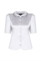 Жакет атласный серебро - фото 137306