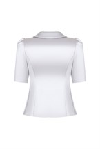 Жакет атласный серебро - фото 137307