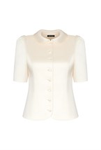 Жакет атласный молочный - фото 137308