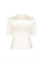 Жакет атласный молочный - фото 137309