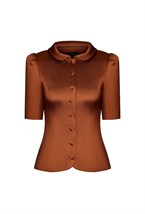 Жакет атласный карамель - фото 137310