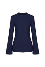 Жакет из креповой шерсти синий - фото 137320