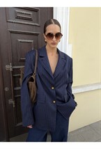Брюки "Ля миа Фамилия" синего цвета в полоску - фото 163394