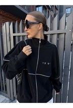Брюки шефа с разрезом серого цвета в полоску - фото 163492