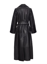 кожаный плащ с поясом - фото 33576