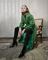 кожаный плащ с поясом - фото 33579