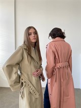 кожаный плащ с поясом - фото 33584