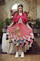 Платье с вырезом хаки-розовый - фото 49250
