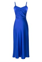 Платье шелковое комбинация  синее - фото 49442