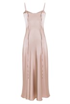 Платье шелковое комбинация  бежевое - фото 49450