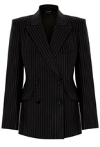 Пиджак приталенный Черный в полоску - фото 49479