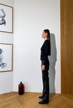 Лонгслив из итальянской вискозы и шерсти с подплечником - фото 50595