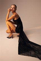 Мини-юбка из глиттера со шлейфом SPARKLE BLACK - фото 50677