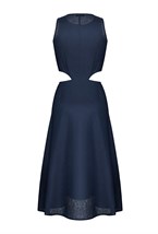 Платье льняное чернильно-синего оттенка - фото 50697