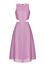 Платье льняное лиловое - фото 50698