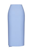Юбка миди со складками в небесно-голубом оттенке - фото 50726