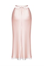 Юбка шелковая с завязками розово-персиковый и белый - фото 50730