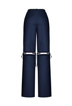 Брюки-шорты на завязках чернильно-синего оттенка - фото 50746