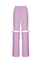 Брюки-шорты на завязках лиловые - фото 50747