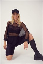 Oversize футболка из мягкой крупной сетки - фото 60187