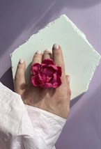 Кольцо цветок фуксия с личиком - фото 60715