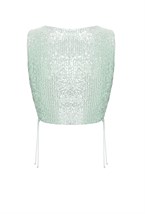 Мятный топ с пайетками - фото 61629