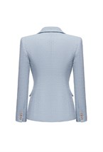 Жакет твидовый голубой - фото 61640