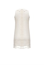 Платье из кремового льна с цветочным хлопковым кружевом - фото 61652