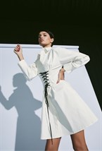 Платье-рубашка с корсетной шнуровкой - фото 61683