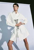 Платье-рубашка с корсетной шнуровкой - фото 61684